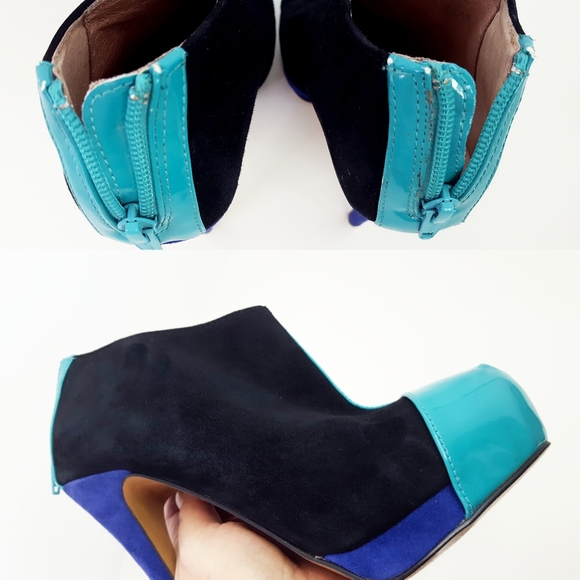 🔖Aldo💙Multicolor Suede Chunky Closed Toe Platform Booties Heels - Picture 11 of 12